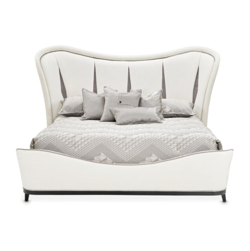 AICO Furniture Tuxedo King Upholstered Bed in Piano Keyboard - Bargain Furniture (Detroit, MI)