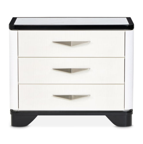 AICO Furniture Tuxedo Large Nightstand in Piano Keyboard - Bargain Furniture (Detroit, MI)