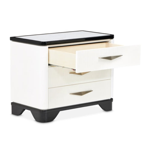 AICO Furniture Tuxedo Large Nightstand in Piano Keyboard - Bargain Furniture (Detroit, MI)