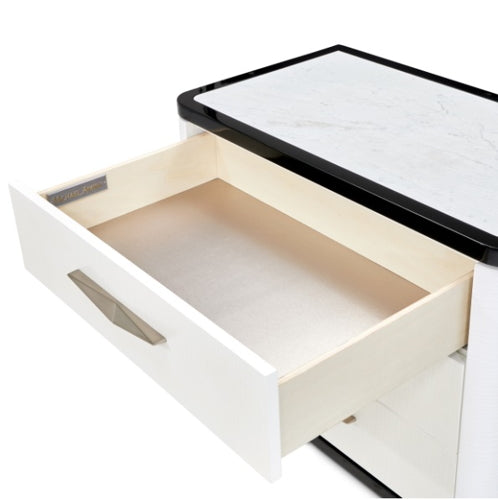AICO Furniture Tuxedo Large Nightstand in Piano Keyboard - Bargain Furniture (Detroit, MI)