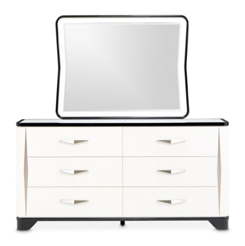 AICO Furniture Tuxedo Dresser Mirror in Piano Keyboard - Bargain Furniture (Detroit, MI)