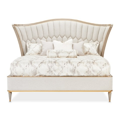 AICO Furniture St.Charles King Upholstered Bed in Dove Gray - Bargain Furniture (Detroit, MI)