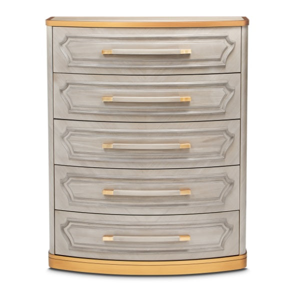 AICO Furniture St.Charles 5 Drawer Highboy Chest in Dove Gray - Bargain Furniture (Detroit, MI)