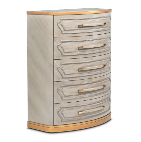 AICO Furniture St.Charles 5 Drawer Highboy Chest in Dove Gray - Bargain Furniture (Detroit, MI)