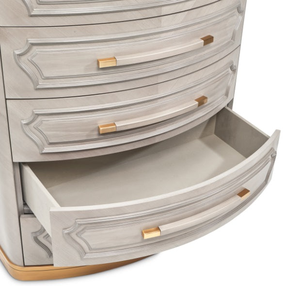AICO Furniture St.Charles 5 Drawer Highboy Chest in Dove Gray - Bargain Furniture (Detroit, MI)