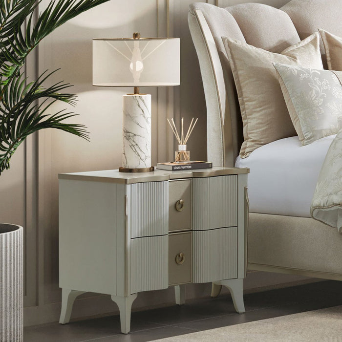 AICO Furniture La Marisia Nightstand in Creamy Pearl - Bargain Furniture (Detroit, MI)