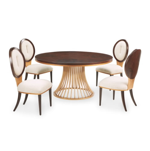 AICO Furniture Camellia Field Round Dining Table in Warm Pecan - Bargain Furniture (Detroit, MI)