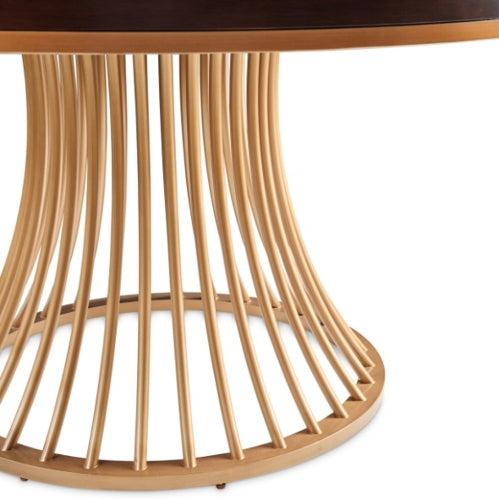 AICO Furniture Camellia Field Round Dining Table in Warm Pecan - Bargain Furniture (Detroit, MI)