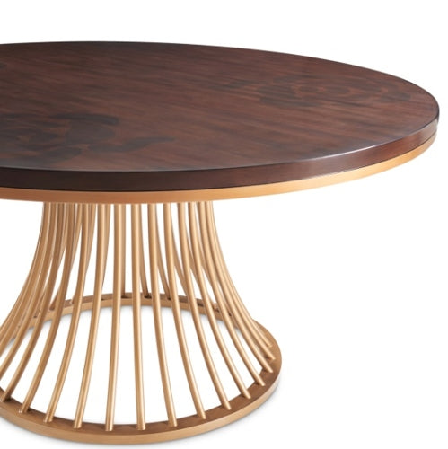 AICO Furniture Camellia Field Round Dining Table in Warm Pecan - Bargain Furniture (Detroit, MI)