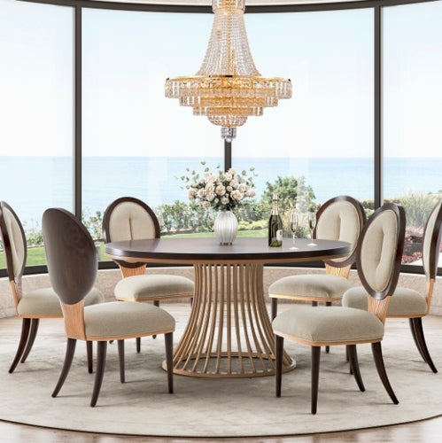 AICO Furniture Camellia Field Round Dining Table in Warm Pecan - Bargain Furniture (Detroit, MI)