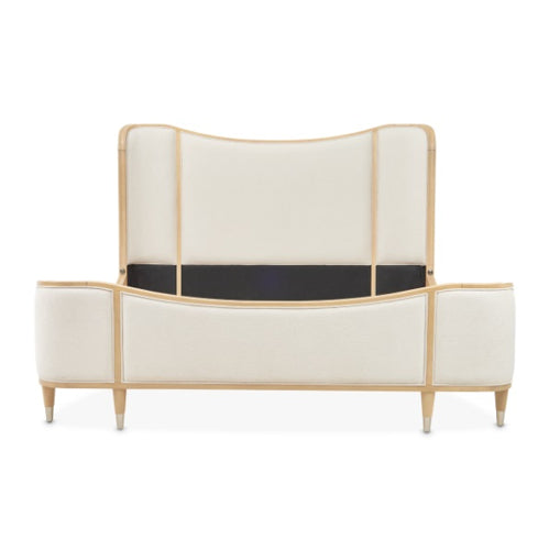 AICO Furniture Camellia Field King Upholstered Panel Bed in Caramel - Bargain Furniture (Detroit, MI)