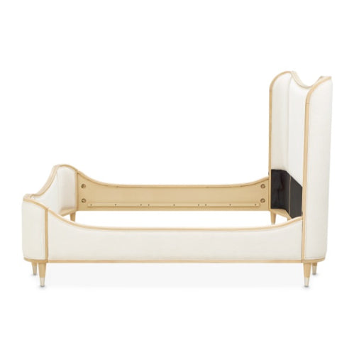 AICO Furniture Camellia Field Queen Upholstered Panel Bed in Caramel - Bargain Furniture (Detroit, MI)