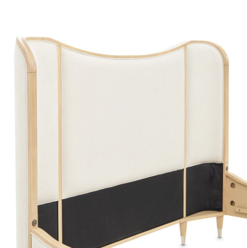 AICO Furniture Camellia Field King Upholstered Panel Bed in Caramel - Bargain Furniture (Detroit, MI)