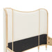 AICO Furniture Camellia Field King Upholstered Panel Bed in Caramel - Bargain Furniture (Detroit, MI)