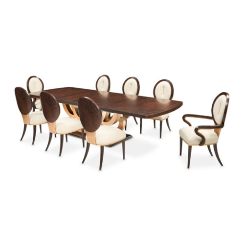 AICO Furniture Camellia Field Rectangular Pedestal Dining Table in Warm Pecan - Bargain Furniture (Detroit, MI)