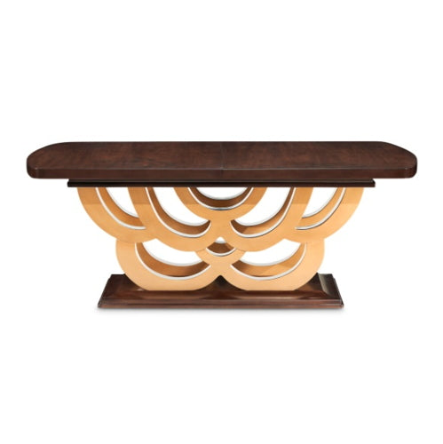 AICO Furniture Camellia Field Rectangular Pedestal Dining Table in Warm Pecan - Bargain Furniture (Detroit, MI)