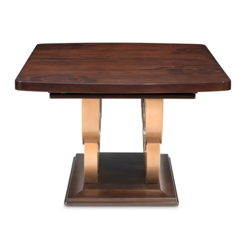 AICO Furniture Camellia Field Rectangular Pedestal Dining Table in Warm Pecan - Bargain Furniture (Detroit, MI)