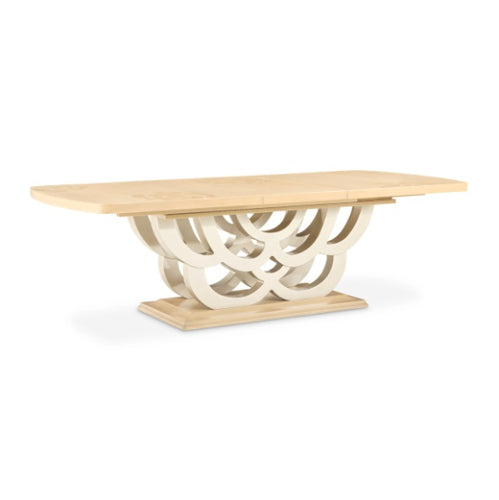 AICO Furniture Camellia Field Rectangular Pedestal Dining Table in Caramel - Bargain Furniture (Detroit, MI)