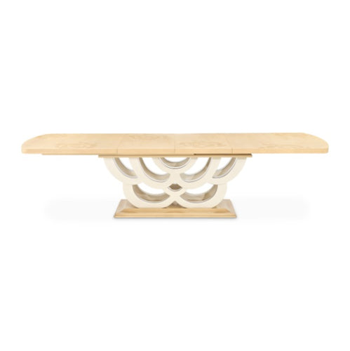 AICO Furniture Camellia Field Rectangular Pedestal Dining Table in Caramel - Bargain Furniture (Detroit, MI)