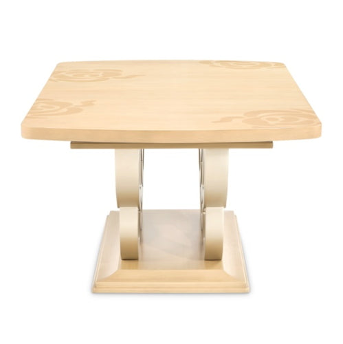 AICO Furniture Camellia Field Rectangular Pedestal Dining Table in Caramel - Bargain Furniture (Detroit, MI)
