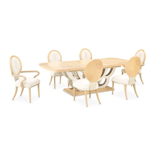 AICO Furniture Camellia Field Rectangular Pedestal Dining Table in Caramel - Bargain Furniture (Detroit, MI)