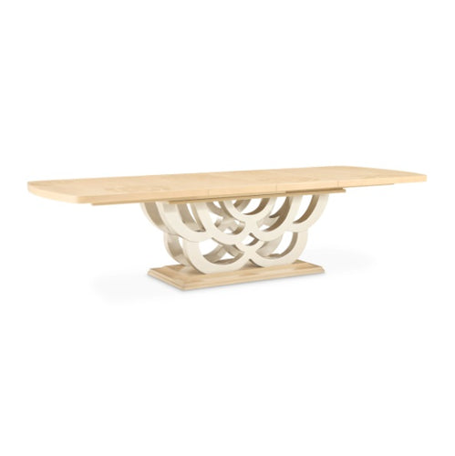 AICO Furniture Camellia Field Rectangular Pedestal Dining Table in Caramel - Bargain Furniture (Detroit, MI)