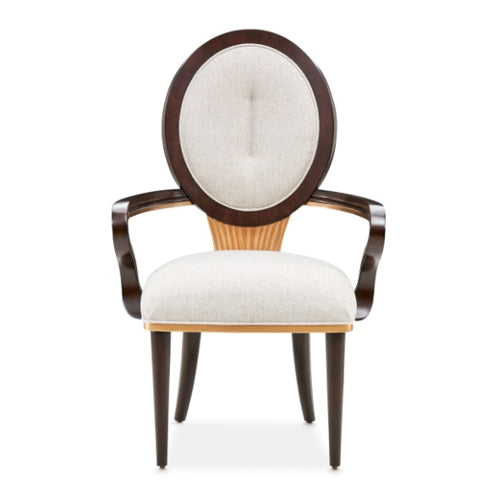 AICO Furniture Camellia Field Arm Chair (Set of 2) in Warm Pecan - Bargain Furniture (Detroit, MI)
