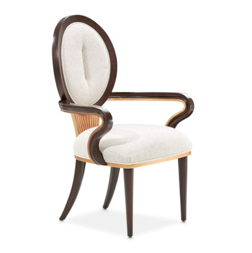 AICO Furniture Camellia Field Arm Chair (Set of 2) in Warm Pecan - Bargain Furniture (Detroit, MI)