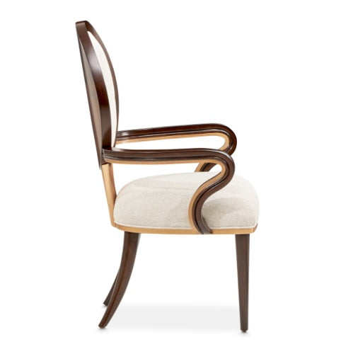 AICO Furniture Camellia Field Arm Chair (Set of 2) in Warm Pecan - Bargain Furniture (Detroit, MI)