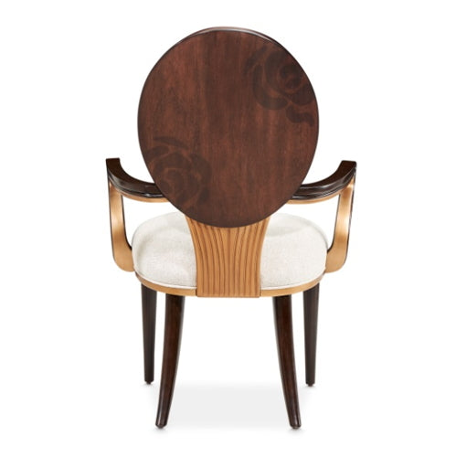 AICO Furniture Camellia Field Arm Chair (Set of 2) in Warm Pecan - Bargain Furniture (Detroit, MI)