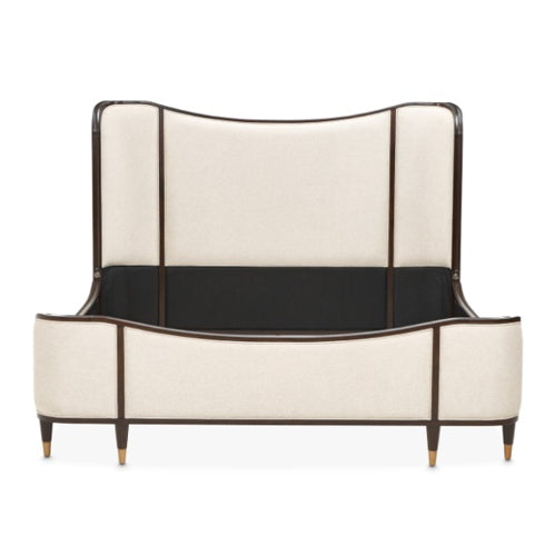 AICO Furniture Camellia Field Queen Upholstered Panel Bed in Warm Pecan - Bargain Furniture (Detroit, MI)