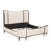 AICO Furniture Camellia Field Queen Upholstered Panel Bed in Warm Pecan - Bargain Furniture (Detroit, MI)
