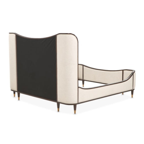 AICO Furniture Camellia Field King Upholstered Panel Bed in Warm Pecan - Bargain Furniture (Detroit, MI)