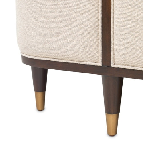 AICO Furniture Camellia Field Queen Upholstered Panel Bed in Warm Pecan - Bargain Furniture (Detroit, MI)