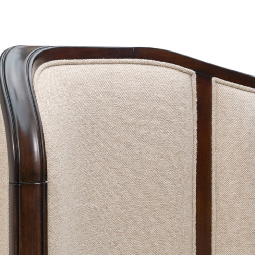 AICO Furniture Camellia Field Queen Upholstered Panel Bed in Warm Pecan - Bargain Furniture (Detroit, MI)