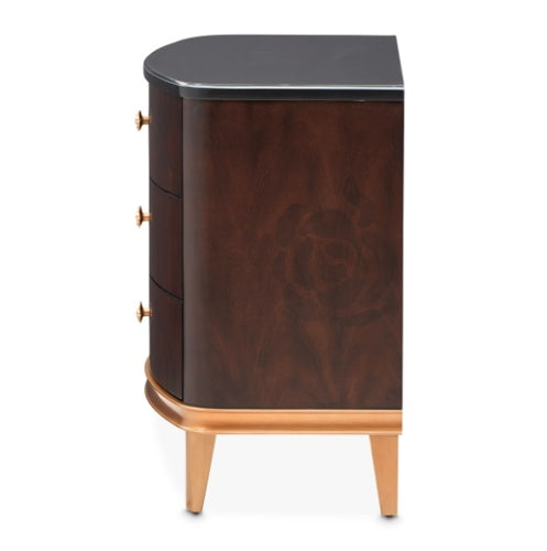 AICO Furniture Camellia Field Nightstand in Warm Pecan - Bargain Furniture (Detroit, MI)