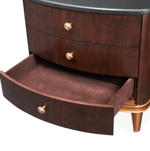 AICO Furniture Camellia Field Nightstand in Warm Pecan - Bargain Furniture (Detroit, MI)