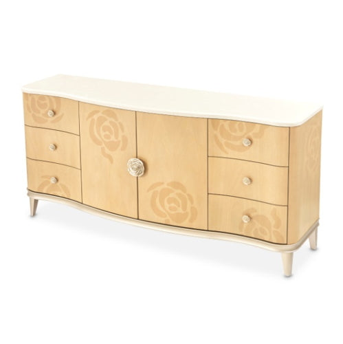 AICO Furniture Camellia Field Dresser in Caramel - Bargain Furniture (Detroit, MI)
