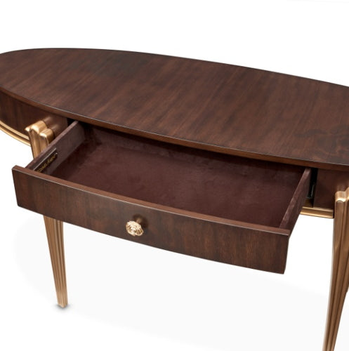 AICO Furniture Camellia Field Vanity Desk in Warm Pecan - Bargain Furniture (Detroit, MI)