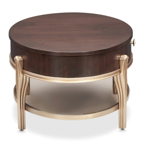AICO Furniture Camellia Field Oval Cocktail Table in Warm Pecan - Bargain Furniture (Detroit, MI)