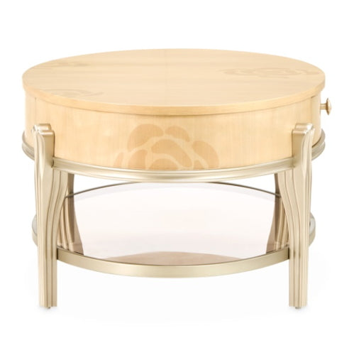 AICO Furniture Camellia Field Oval Cocktail Table in Caramel - Bargain Furniture (Detroit, MI)