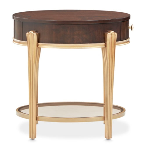 AICO Furniture Camellia Field End Table in Warm Pecan - Bargain Furniture (Detroit, MI)