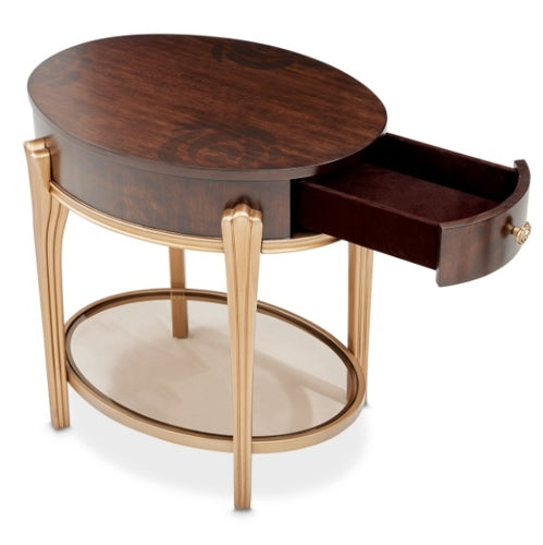 AICO Furniture Camellia Field End Table in Warm Pecan - Bargain Furniture (Detroit, MI)