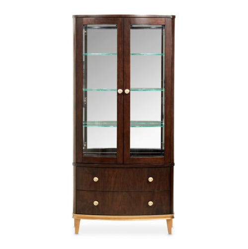 AICO Furniture Camellia Field Display Cabinet in Warm Pecan - Bargain Furniture (Detroit, MI)