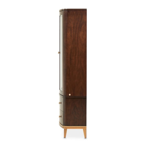 AICO Furniture Camellia Field Display Cabinet in Warm Pecan - Bargain Furniture (Detroit, MI)