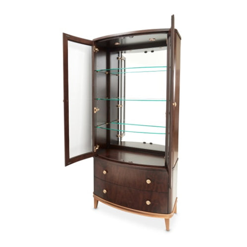 AICO Furniture Camellia Field Display Cabinet in Warm Pecan - Bargain Furniture (Detroit, MI)