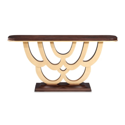 AICO Furniture Camellia Field Console Table in Warm Pecan - Bargain Furniture (Detroit, MI)