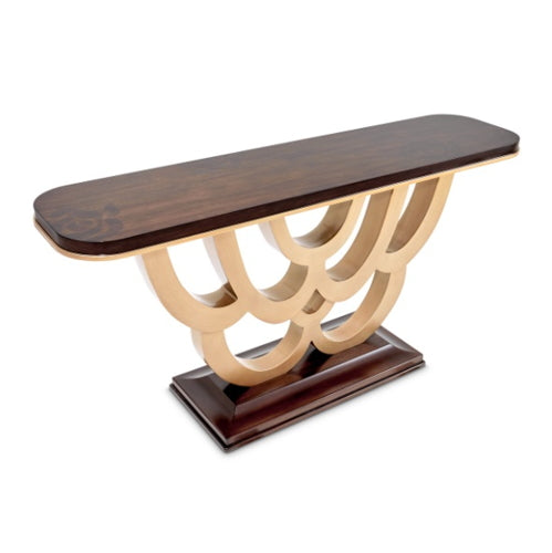 AICO Furniture Camellia Field Console Table in Warm Pecan - Bargain Furniture (Detroit, MI)