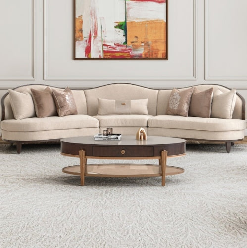 AICO Furniture Camellia Field Armless Chair Linen in Warm Pecan - Bargain Furniture (Detroit, MI)