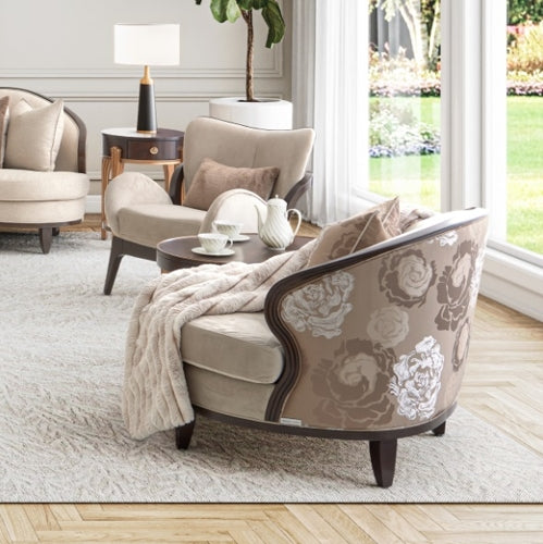 AICO Furniture Camellia Field Accent Chair Porchini in Warm Pecan - Bargain Furniture (Detroit, MI)